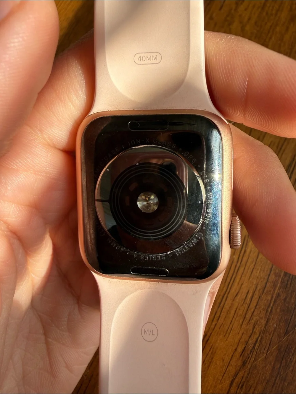 Apple Watch (pink) with Light Pink Silicone Band